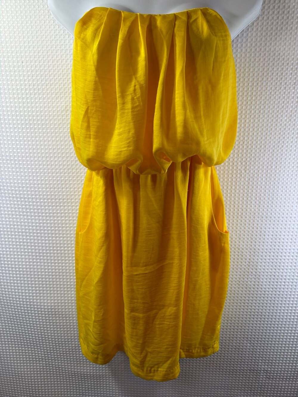 City Triangle Yellow Strapless Blouson Midi Dress Size M